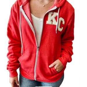 NEW COUNTRY CHARM unisex bella sponge zip up with kc patch hoodie in red heather